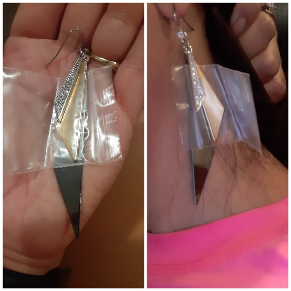 Earrings Guess - gold and silver-tone with rhinestone. - Picture 4 of 5